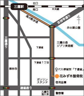 三鷹駅からの案内地図